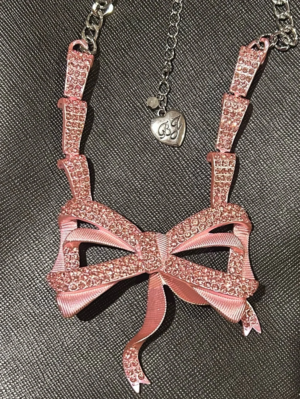 Betsey Johnson Faux Stone Fancy Bow Pendant Necklace